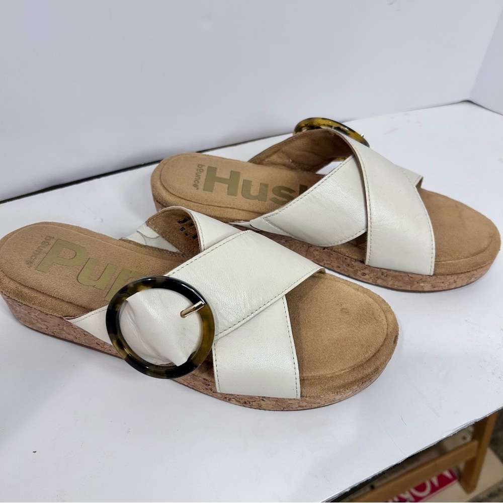 Hush Puppies Women’s June Buckle Slide Sandal Sz 8 Vanilla Cream Leather NWOT